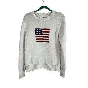 Patriotic Knit Sweater Tan XL Americana Nautical Old Money Preppy